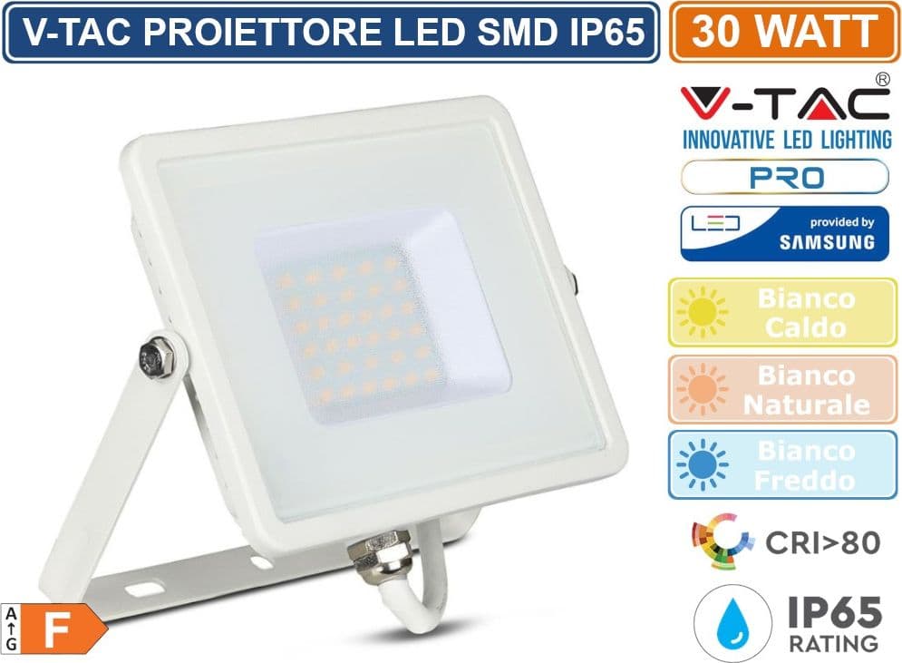 V-TAC PRO VT-30 FARO LED SMD 30W ULTRASOTTILE CHIP SAMSUNG DA ESTERNO COLORE BIANCO - SKU 403 / 404 / 405 - 3