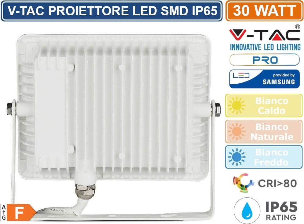 V-TAC PRO VT-30 FARO LED SMD 30W ULTRASOTTILE CHIP SAMSUNG DA ESTERNO COLORE BIANCO - SKU 403 / 404 / 405 - 4