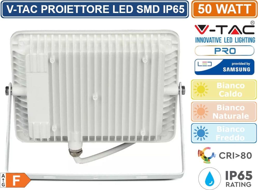 V-TAC PRO VT-50 FARO LED SMD 50W ULTRASOTTILE CHIP SAMSUNG DA ESTERNO COLORE BIANCO - SKU 21409 / 21410 / 21411 - 4