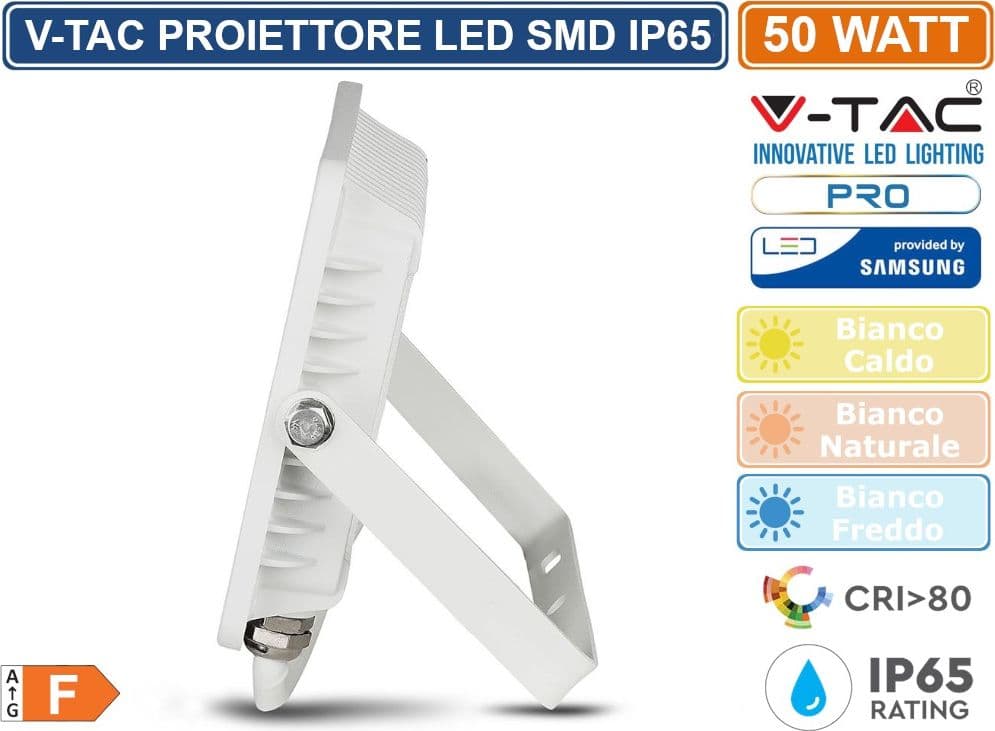 V-TAC PRO VT-50 FARO LED SMD 50W ULTRASOTTILE CHIP SAMSUNG DA ESTERNO COLORE BIANCO - SKU 21409 / 21410 / 21411 - 5