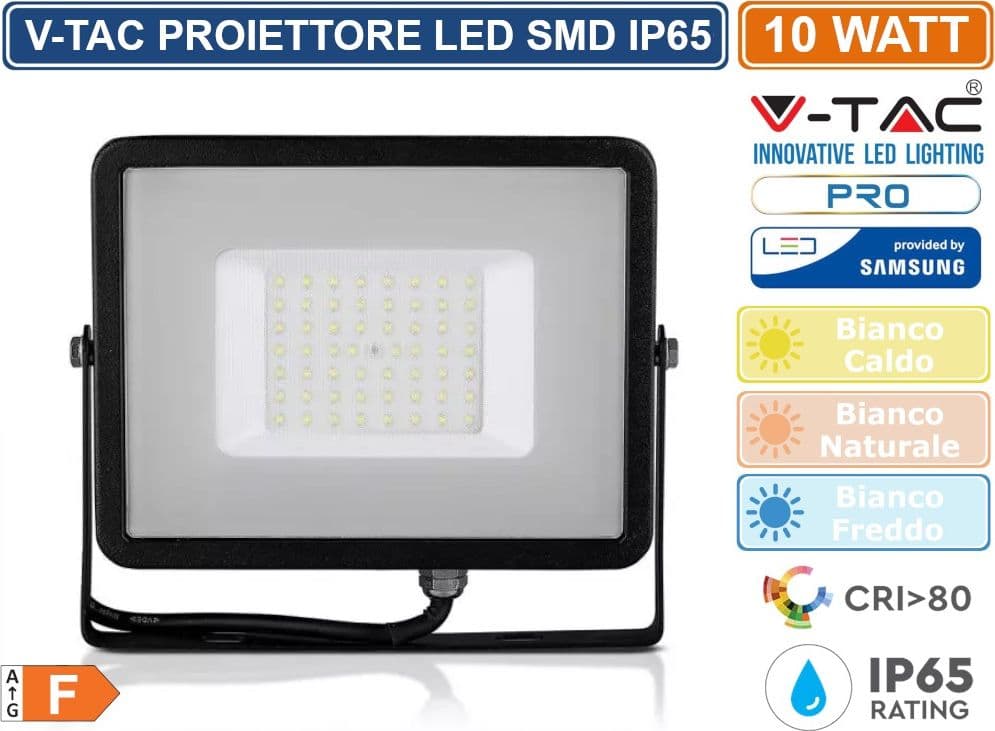 V-TAC PRO VT-10 FARO LED SMD 10W ULTRASOTTILE CHIP SAMSUNG DA ESTERNO COLORE NERO - SKU 424 / 425 / 426 - 2