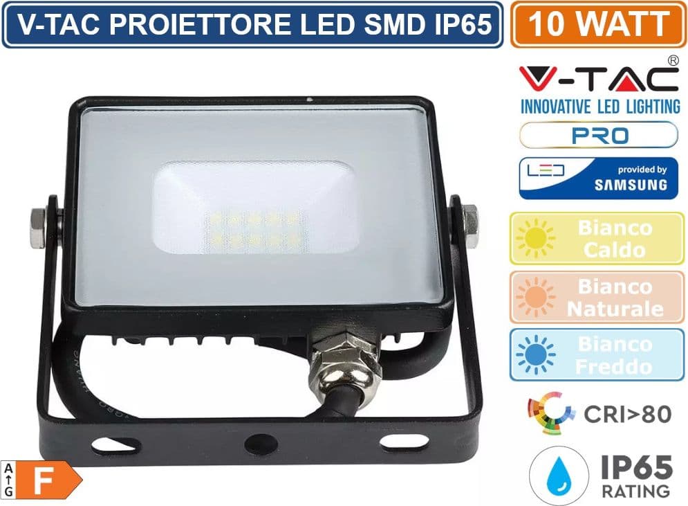 V-TAC PRO VT-10 FARO LED SMD 10W ULTRASOTTILE CHIP SAMSUNG DA ESTERNO COLORE NERO - SKU 424 / 425 / 426 - 3