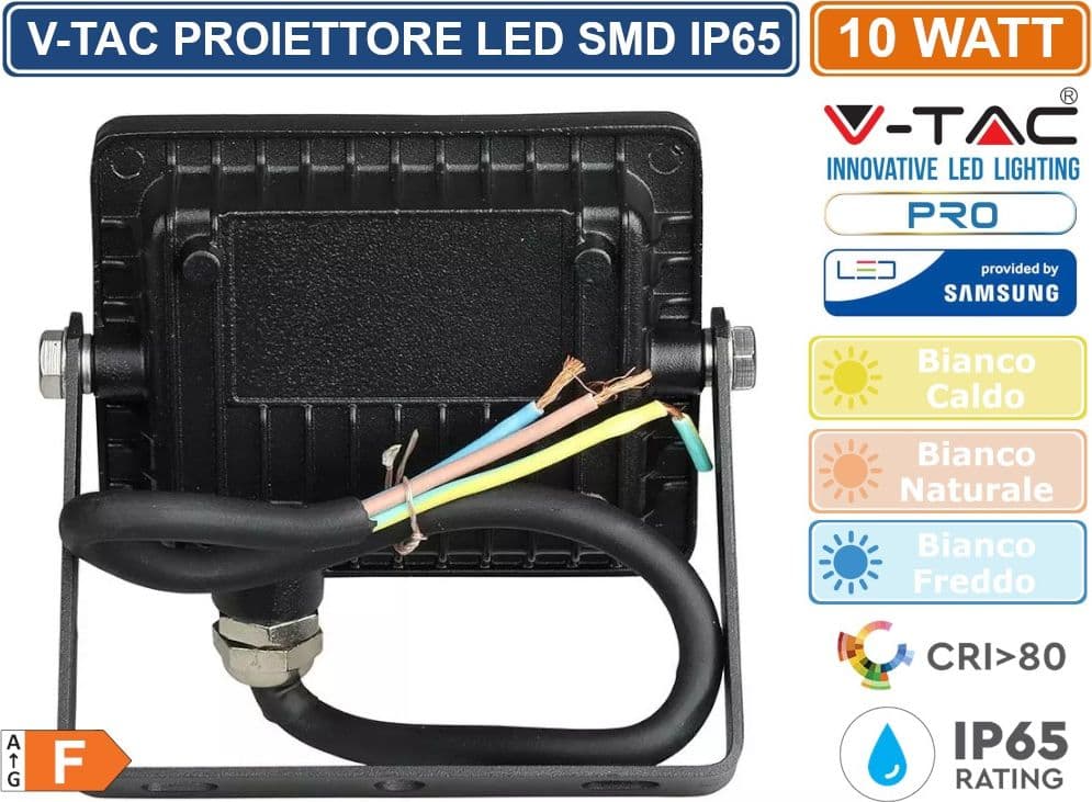V-TAC PRO VT-10 FARO LED SMD 10W ULTRASOTTILE CHIP SAMSUNG DA ESTERNO COLORE NERO - SKU 424 / 425 / 426 - 4