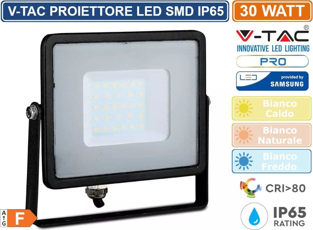V-TAC PRO VT-30 FARO LED SMD 30W ULTRASOTTILE CHIP SAMSUNG DA ESTERNO COLORE NERO - SKU 400 / 401 / 402 - 2