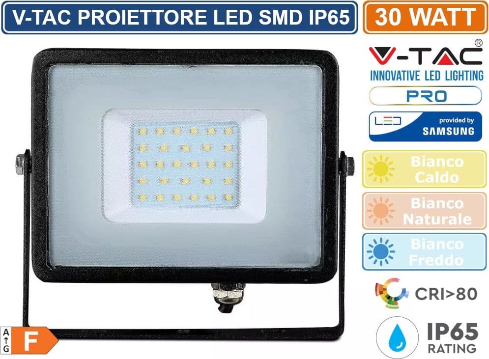 V-TAC PRO VT-30 FARO LED SMD 30W ULTRASOTTILE CHIP SAMSUNG DA ESTERNO COLORE NERO - SKU 400 / 401 / 402 - 3