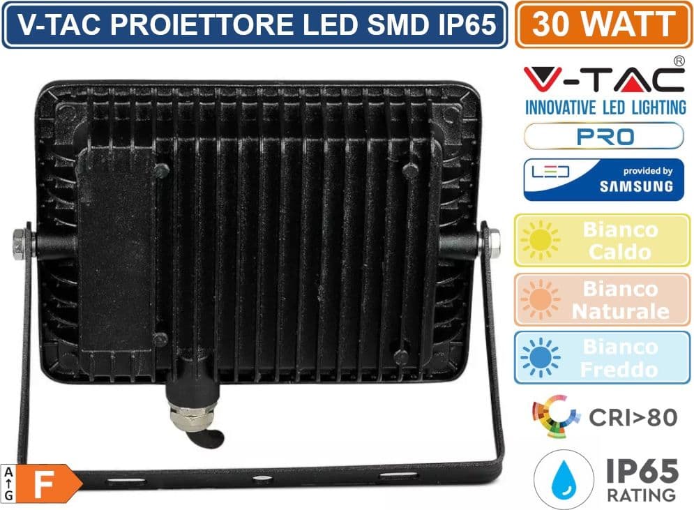 V-TAC PRO VT-30 FARO LED SMD 30W ULTRASOTTILE CHIP SAMSUNG DA ESTERNO COLORE NERO - SKU 400 / 401 / 402 - 4