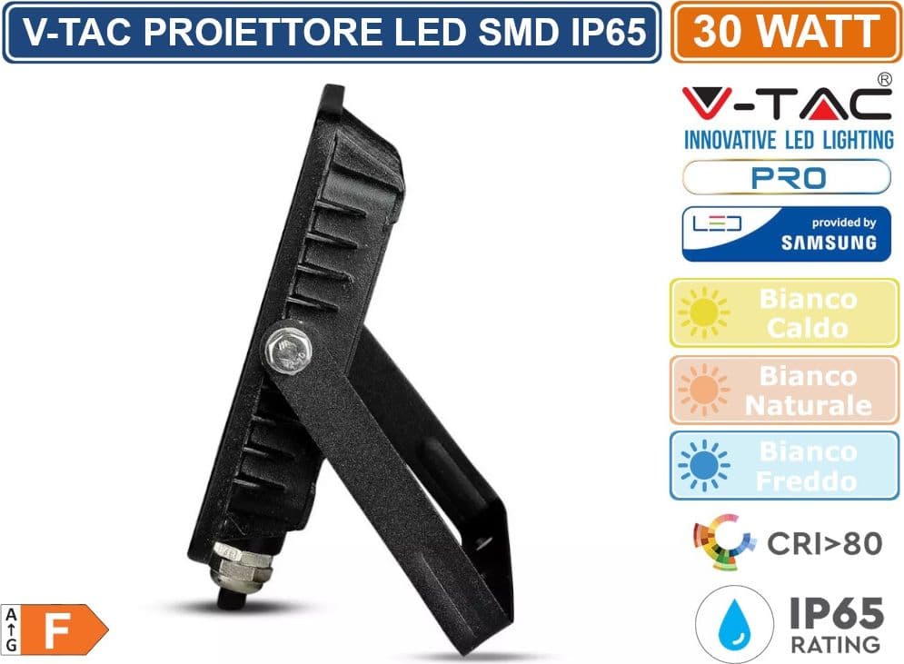V-TAC PRO VT-30 FARO LED SMD 30W ULTRASOTTILE CHIP SAMSUNG DA ESTERNO COLORE NERO - SKU 400 / 401 / 402 - 5