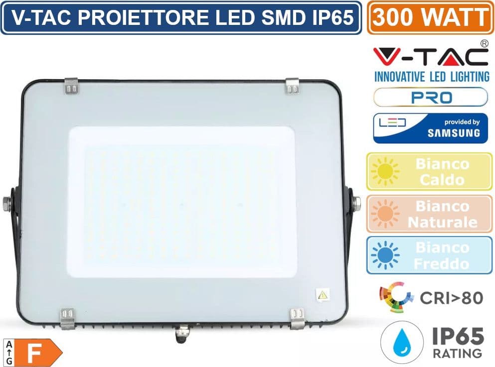 V-TAC PRO VT-300 FARO LED SMD 300W ULTRASOTTILE CHIP SAMSUNG DA ESTERNO COLORE NERO - SKU 21422 / 21423 - 2