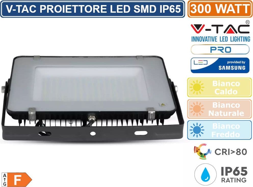 V-TAC PRO VT-300 FARO LED SMD 300W ULTRASOTTILE CHIP SAMSUNG DA ESTERNO COLORE NERO - SKU 21422 / 21423 - 3