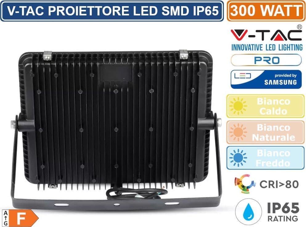 V-TAC PRO VT-300 FARO LED SMD 300W ULTRASOTTILE CHIP SAMSUNG DA ESTERNO COLORE NERO - SKU 21422 / 21423 - 4