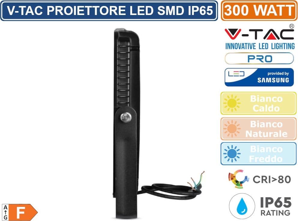 V-TAC PRO VT-300 FARO LED SMD 300W ULTRASOTTILE CHIP SAMSUNG DA ESTERNO COLORE NERO - SKU 21422 / 21423 - 5