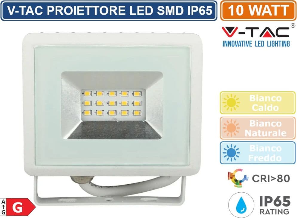 V-TAC VT-4011 E-SERIES FARO LED SMD 10W ULTRA SOTTILE DA ESTERNO COLORE BIANCO - SKU 5943 / 5944 / 5945 - 2