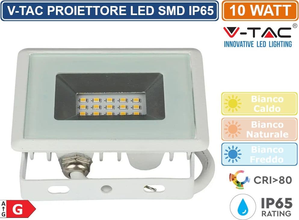 V-TAC VT-4011 E-SERIES FARO LED SMD 10W ULTRA SOTTILE DA ESTERNO COLORE BIANCO - SKU 5943 / 5944 / 5945 - 3