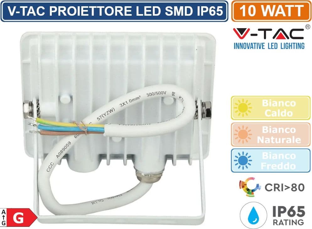 V-TAC VT-4011 E-SERIES FARO LED SMD 10W ULTRA SOTTILE DA ESTERNO COLORE BIANCO - SKU 5943 / 5944 / 5945 - 4