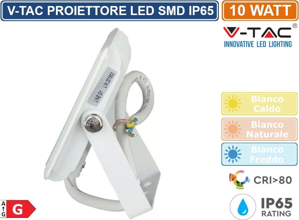 V-TAC VT-4011 E-SERIES FARO LED SMD 10W ULTRA SOTTILE DA ESTERNO COLORE BIANCO - SKU 5943 / 5944 / 5945 - 5