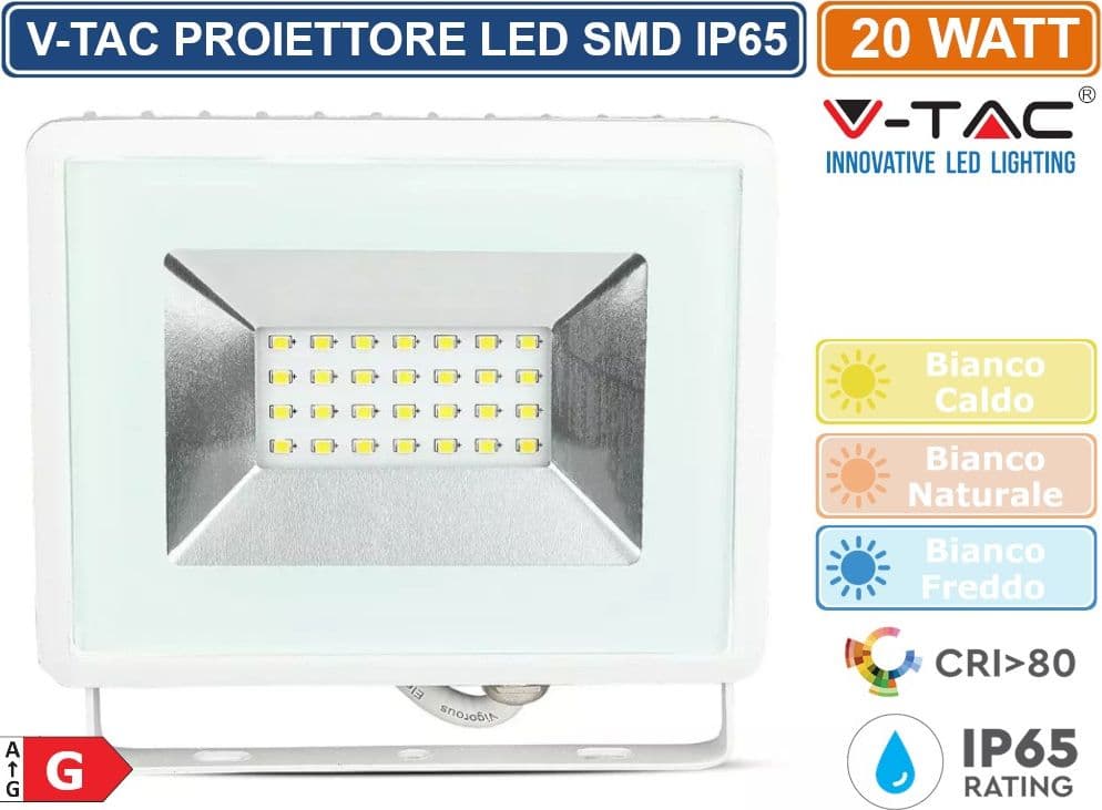 V-TAC VT-4021 E-SERIES FARO LED SMD 20W ULTRA SOTTILE DA ESTERNO COLORE BIANCO - SKU 5949 / 5950 / 5951 - 2