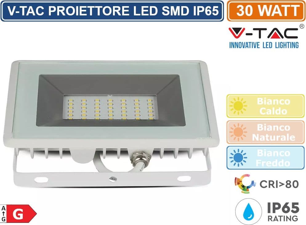 V-TAC VT-4031 E-SERIES FARO LED SMD 30W ULTRA SOTTILE DA ESTERNO COLORE BIANCO - SKU 5955 / 5956 / 5957 - 3