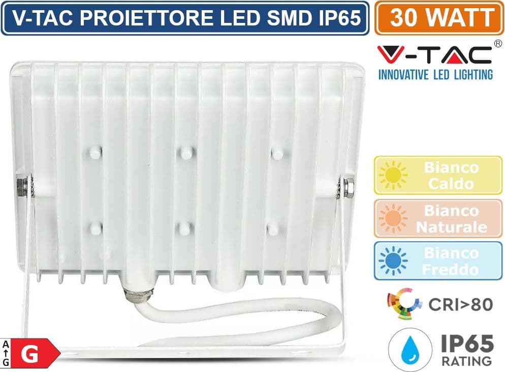 V-TAC VT-4031 E-SERIES FARO LED SMD 30W ULTRA SOTTILE DA ESTERNO COLORE BIANCO - SKU 5955 / 5956 / 5957 - 4