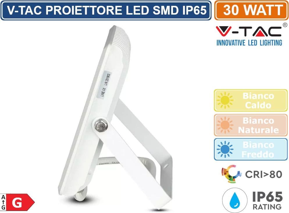 V-TAC VT-4031 E-SERIES FARO LED SMD 30W ULTRA SOTTILE DA ESTERNO COLORE BIANCO - SKU 5955 / 5956 / 5957 - 5