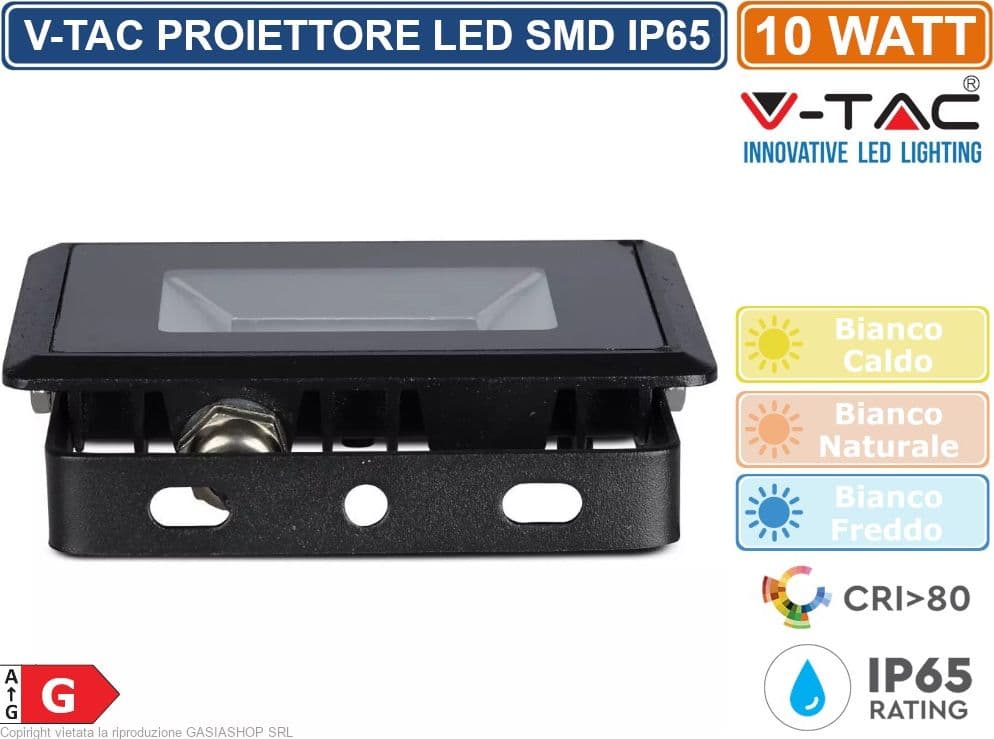 V-TAC VT-4011 E-SERIES FARO LED SMD 10W ULTRA SOTTILE DA ESTERNO COLORE NERO - SKU 5940 / 5941 / 5942 - 2