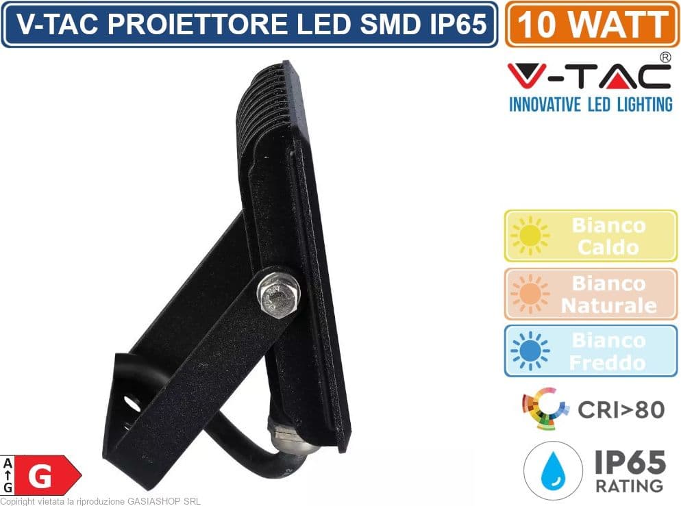 V-TAC VT-4011 E-SERIES FARO LED SMD 10W ULTRA SOTTILE DA ESTERNO COLORE NERO - SKU 5940 / 5941 / 5942 - 3