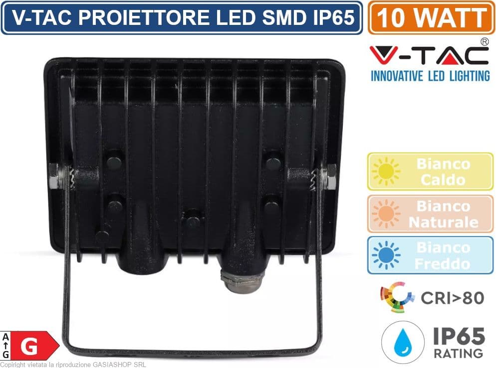 V-TAC VT-4011 E-SERIES FARO LED SMD 10W ULTRA SOTTILE DA ESTERNO COLORE NERO - SKU 5940 / 5941 / 5942 - 4