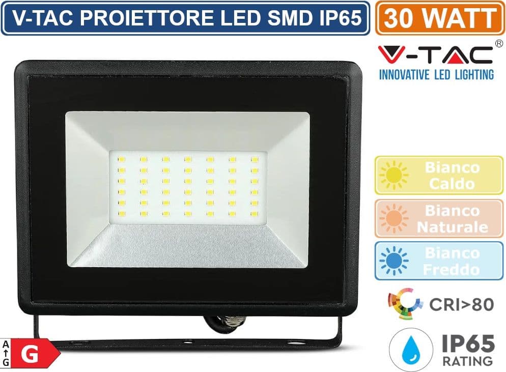 V-TAC VT-4031 E-SERIES FARO LED SMD 30W ULTRA SOTTILE DA ESTERNO COLORE NERO - SKU 5952 / 5953 / 5954 - 2