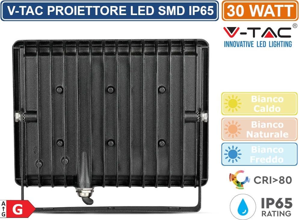 V-TAC VT-4031 E-SERIES FARO LED SMD 30W ULTRA SOTTILE DA ESTERNO COLORE NERO - SKU 5952 / 5953 / 5954 - 4