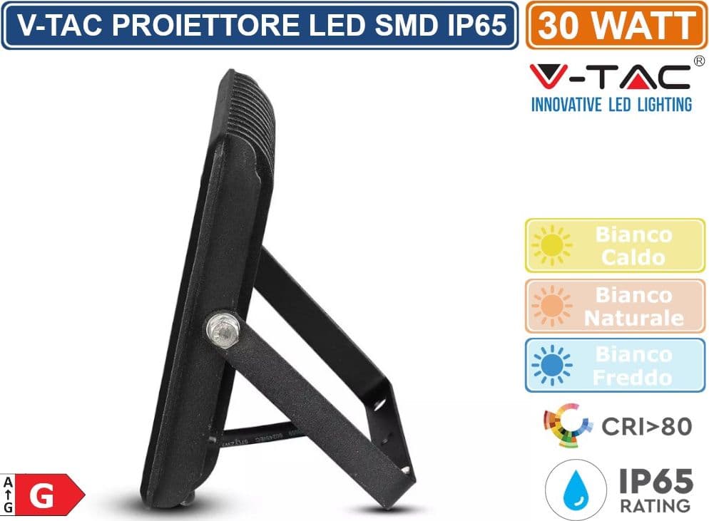 V-TAC VT-4031 E-SERIES FARO LED SMD 30W ULTRA SOTTILE DA ESTERNO COLORE NERO - SKU 5952 / 5953 / 5954 - 5