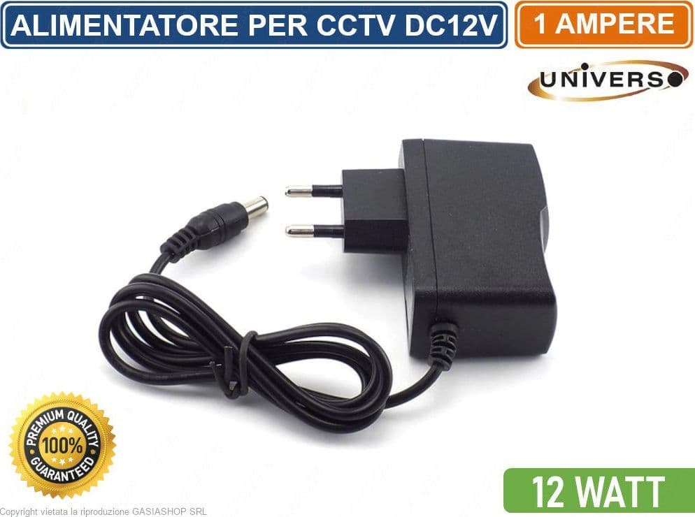 ALIMENTATORE SWITCHING DC 12V 1A 12W PER ILLUMINAZIONE E  CCTV TELECAMERA CIRCUITO CHIUSO - 2