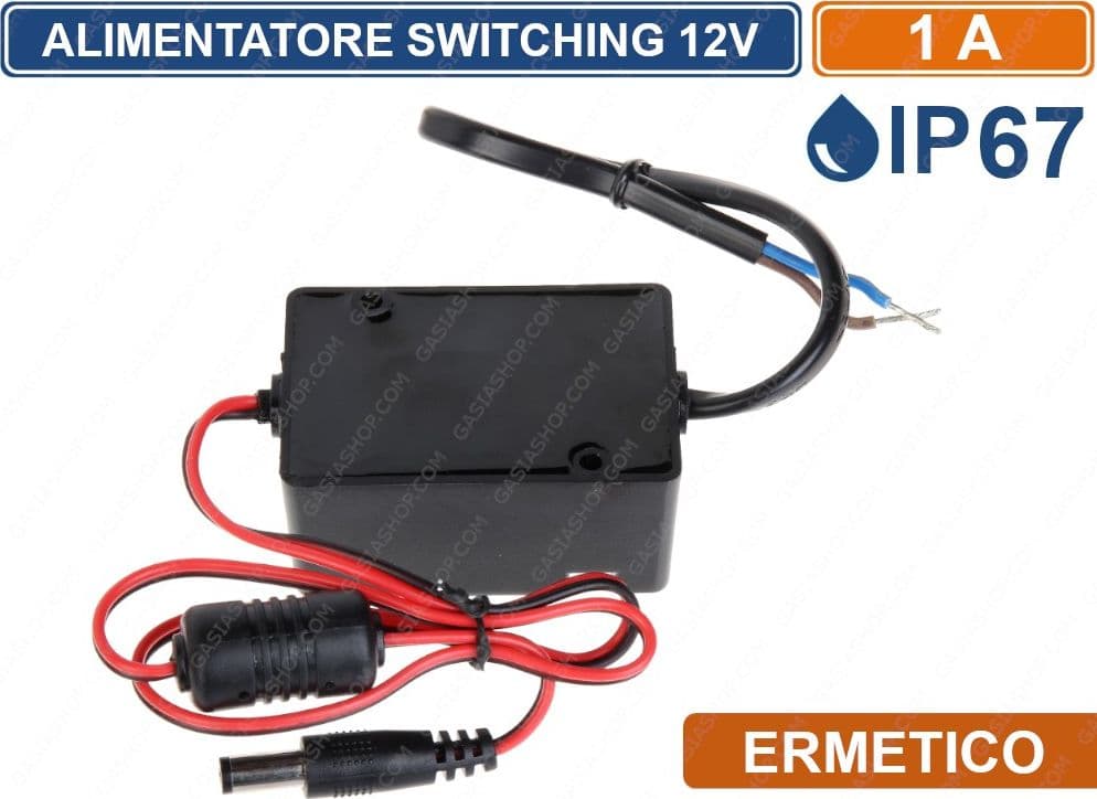 ALIMENTATORE ERMETICO A COMMUTAZIONE SWITCHING DA ESTERNO IP67 12V 1A PER ILLUMINAZIONE E TVCC - 3
