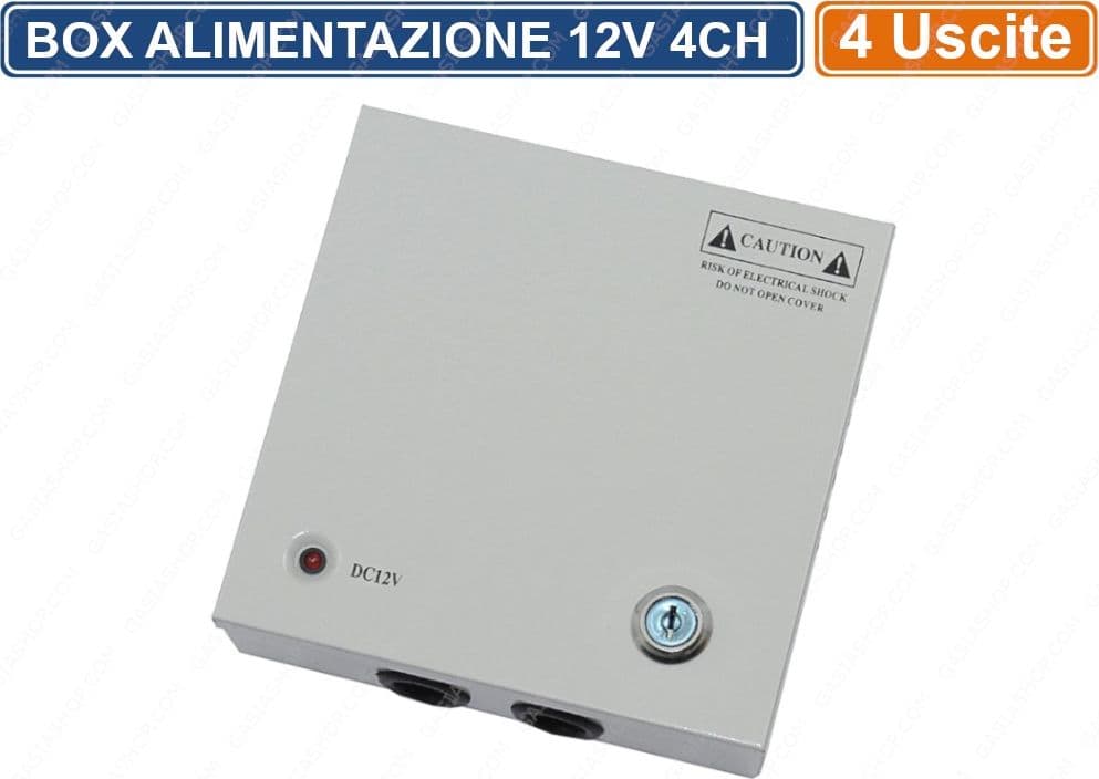 RACK BOX METALLICO ALIMENTATORE STABILIZZATO A COMMUTAZIONE 4 USCITE DC12V CCTV - 2