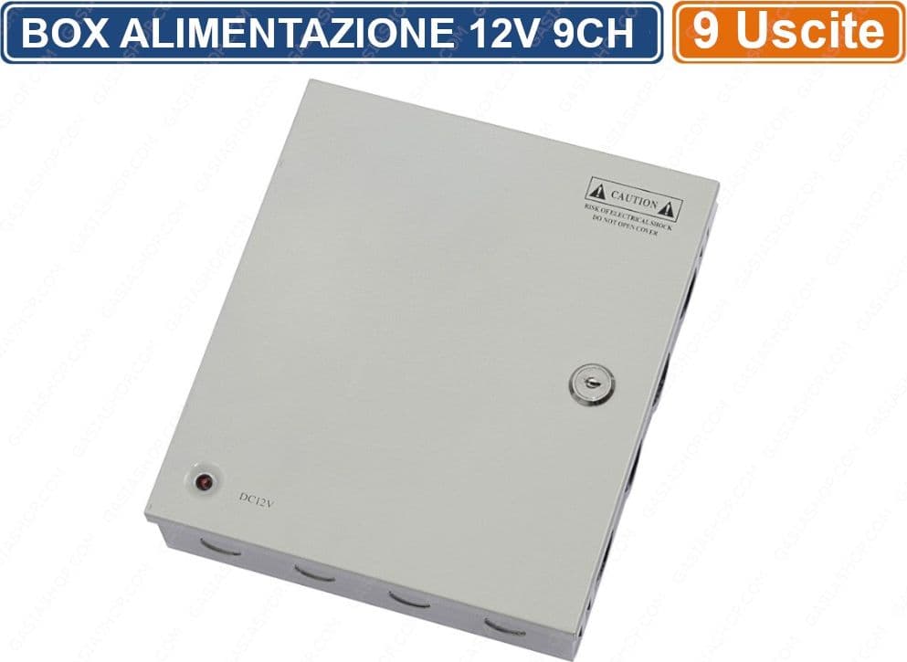 RACK BOX METALLICO ALIMENTATORE STABILIZZATO A COMMUTAZIONE 9 USCITE DC12V CCTV - 2