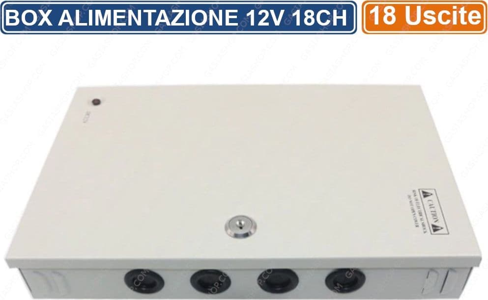 RACK BOX METALLICO ALIMENTATORE STABILIZZATO A COMMUTAZIONE 18 USCITE DC12V CCTV - 2