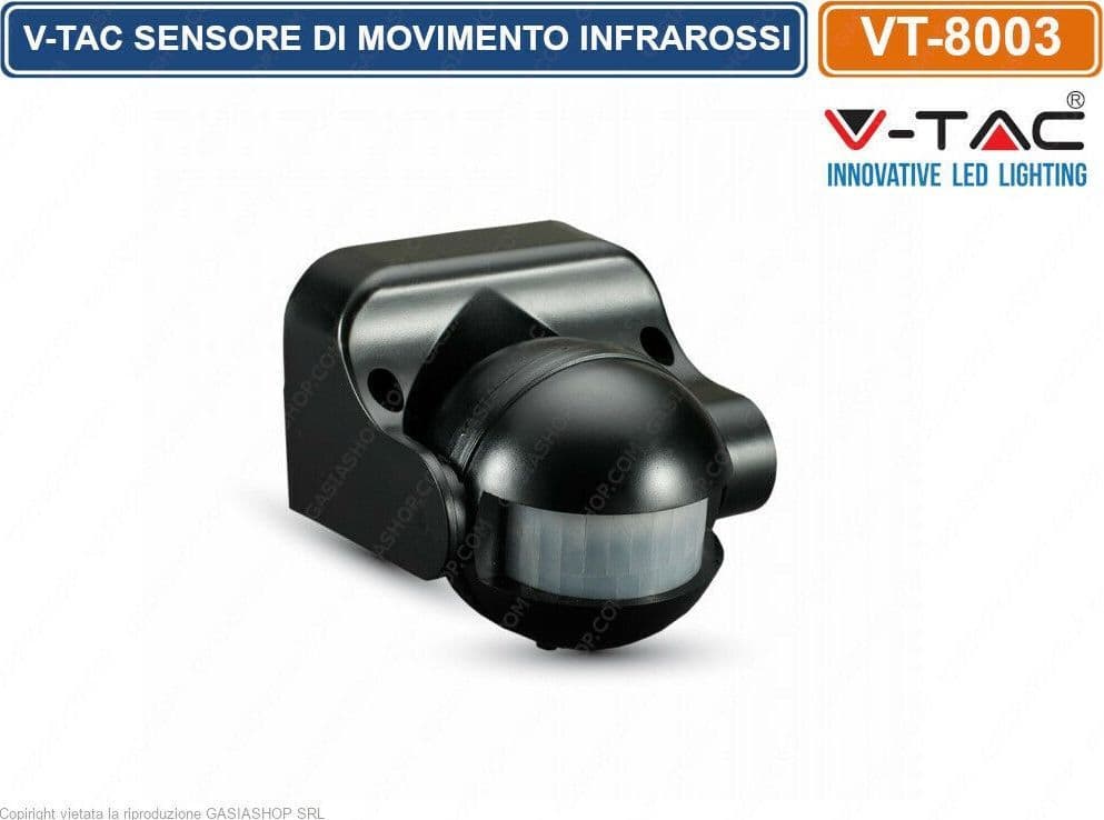V-TAC VT-8003 SENSORE DI MOVIMENTO A INFRAROSSI PER LAMPADE LED - SKU 5077 - 2