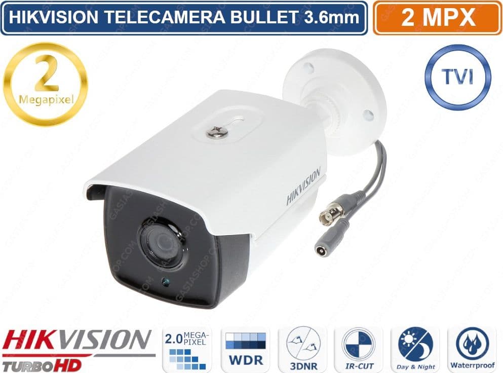 TELECAMERA BULLET HD-TVI HIKVISION TURBO HD 2MP 1080P 3.6MM VISIONE NOTTURNA 40 METRI EXIR TECHNOLOGY IP66 - 2