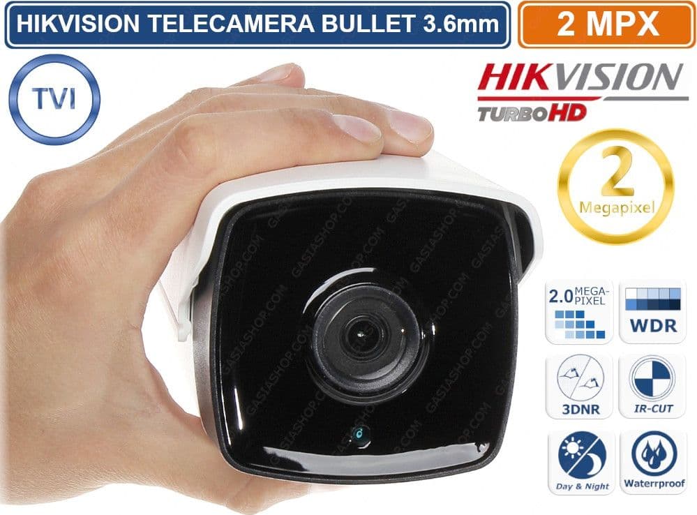 TELECAMERA BULLET HD-TVI HIKVISION TURBO HD 2MP 1080P 3.6MM VISIONE NOTTURNA 40 METRI EXIR TECHNOLOGY IP66 - 4