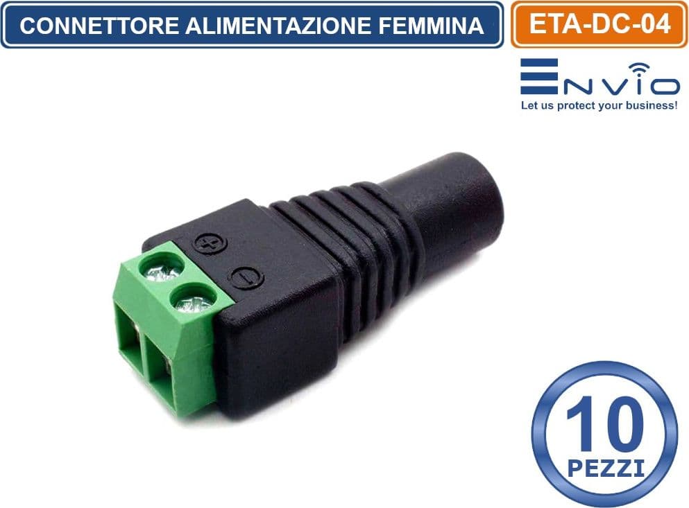 CONFEZIONE 10 PEZZI CONNETTORE ALIMENTAZIONE FEMMINA CON MORSETTO POLARIZZATO CONNESSIONE A VITE - 2