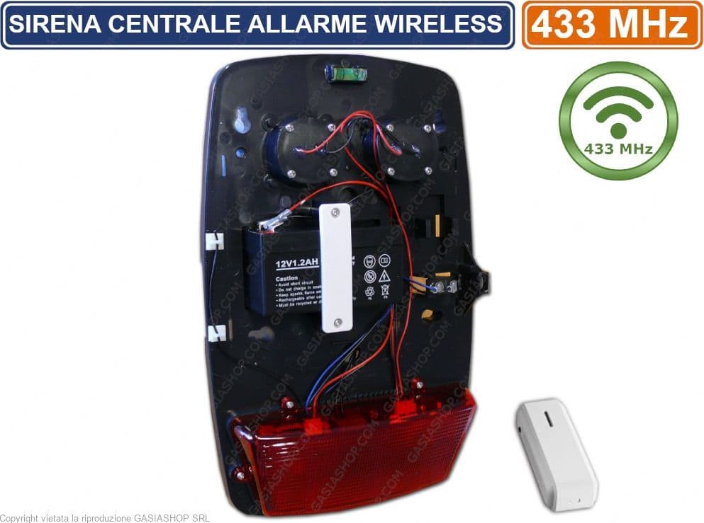 SIRENA DI ALLARME WIRELESS SC-600 W 120DB CON STATO IMPIANTO ANTI-JAMMER TAMPER DOPPIO ALTOPARLANTE LED E BATTERIA TAMPONE - 3
