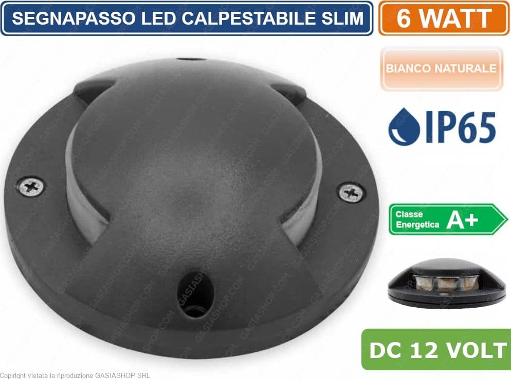 SEGNAPASSO LED CALPESTABILE 6W DOPPIA FINESTRA FASCIO LUMINOSO IP65 DA ESTERNO BIANCO NATURALE - 2