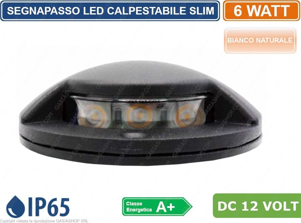 SEGNAPASSO LED CALPESTABILE 6W DOPPIA FINESTRA FASCIO LUMINOSO IP65 DA ESTERNO BIANCO NATURALE - 3