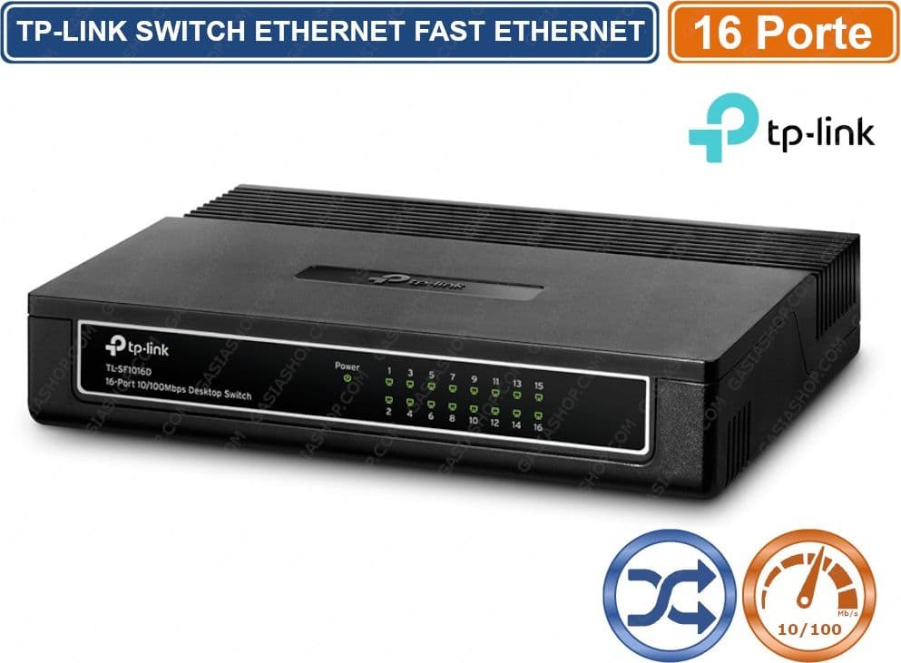 HUB DI RETE SWITCH ETHERNET 16 PORTE 10 / 100 Mbps TP-LINK TL-SF1016D