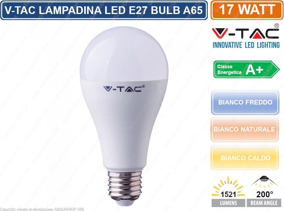 V-TAC VT-2017 LAMPADINA LED E27 17W BULB A65 - SKU 214456 / 214457 / 214458 - 2