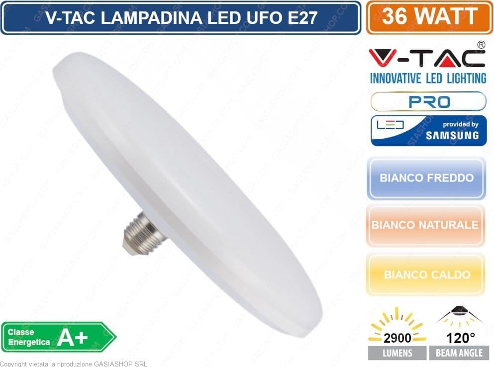V-TAC PRO VT-235 LAMPADINA LED E27 36W UFO CHIP SAMSUNG - SKU 219 / 220 / 221 - 2