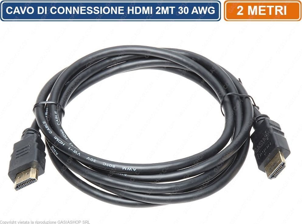 CAVO INTERFACCIA MULTIMEDIALE ALTA DEFINIZIONE HDMI DA 2M METRO 30 AWG