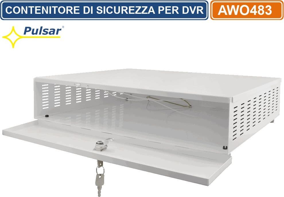 PULSAR AWO-483 CONTENITORE METALLICO DI SICUREZZA PER DVR MONTAGGIO ORIZZONTALE TAMPER - 2