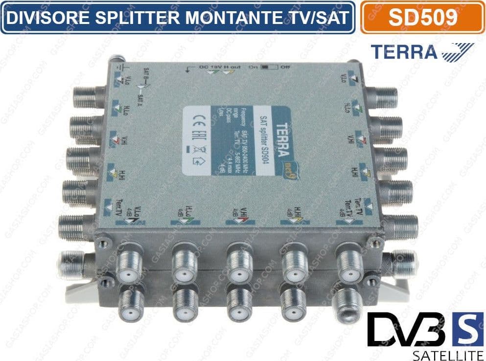 DIVISORE SPLITTER MONTANTE TV / SATELLITARE IN ALLUMINIO 9 INGRESSI 18 USCITE - 2