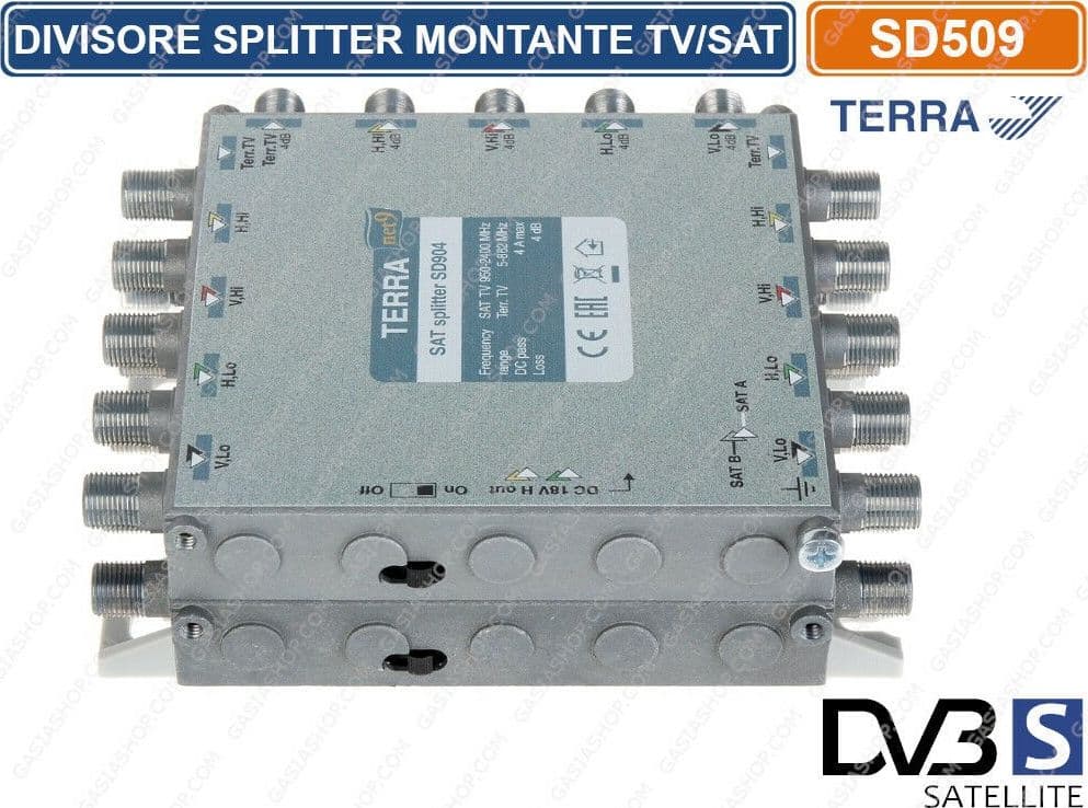 DIVISORE SPLITTER MONTANTE TV / SATELLITARE IN ALLUMINIO 9 INGRESSI 18 USCITE - 3