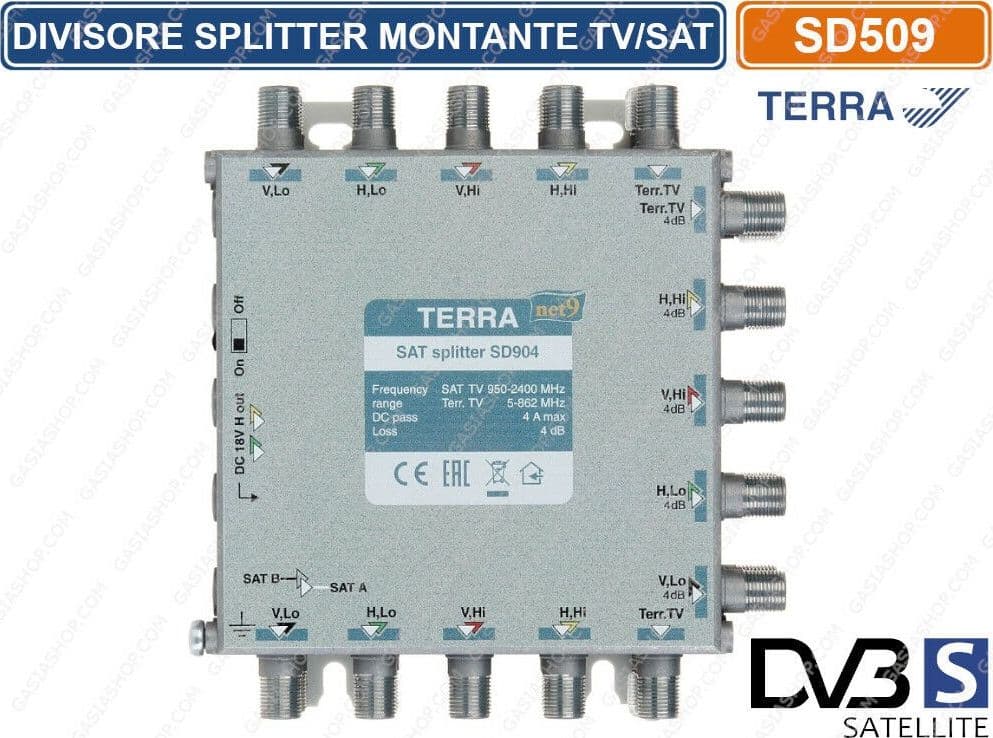 DIVISORE SPLITTER MONTANTE TV / SATELLITARE IN ALLUMINIO 9 INGRESSI 18 USCITE - 4