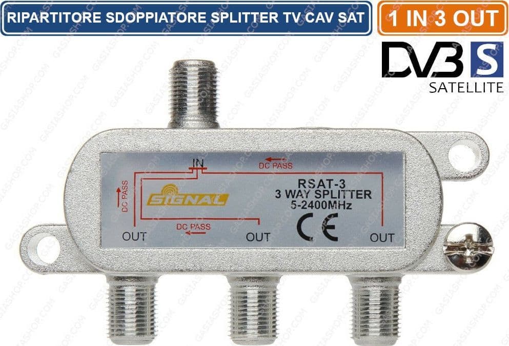 RIPARTITORE SPLITTER SEGNALE TV SATELLITARE 8 db 1 INGRESSO 3 USCITE - 2
